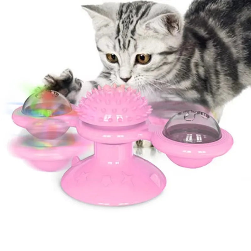 Cat Toy Interactive Pet Toys for Cats Puzzle Cat Game Toy With Whirligig Turntable for Kitten Brush Teeth Pet Supplies