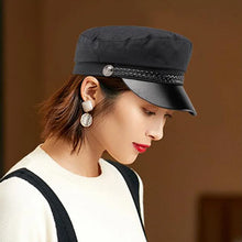 Load image into Gallery viewer, Sun Casual Military Caps Woman Cotton Beret Flat Hats Captain Cap Trucker Vintage Black Sport
