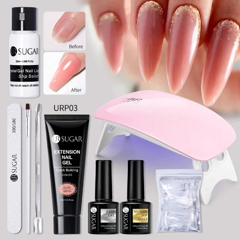 Acrylic UV Gel Extension Nail Gel Kit Nude Glitter Color Fast Building Gel Nail Polish All For Manicure Nail Art Design - Shop & Buy