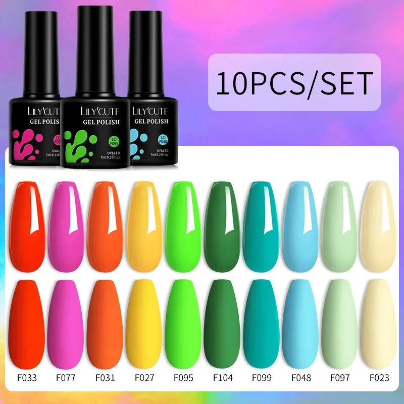 10PCS/Set Gel Nail Polish Brown Earth Coffee Color Series Gel Semi Permanent UV LED Gel Nail Art Soak Off Nail Gel Set - Shop & Buy