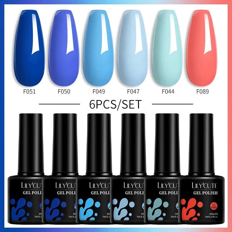 6Pcs/Set Macaron Color Gel Nail Polish Set Kit Spring 6 Colors UV LED Nail Art Gel Vernis Semi Permanent Base Top Coat - Shop & Buy