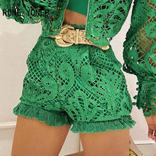 Load image into Gallery viewer, Women Solid Hollow-out Puff Sleeve Sexy Short Sets
