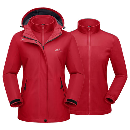 Womens 3 In 1 Ski Jacket Waterproof Winter Snow Jacket Fleece Lined Outdoor Hiking Rain Jacket Coat Windbreaker Parka - Shop & Buy