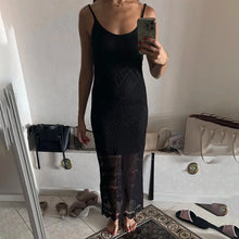 Load image into Gallery viewer, Spaghetti Straps Maxi Crochet Dress For Women Summer Hollow Out Vacation Beach Boho V Neck Long Dresses
