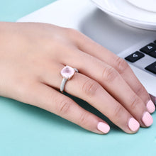 Load image into Gallery viewer, 10*10mm Cushion Natural Rose Quartz Statement Ring 925 Sterling Silver Gemstone Candy Rings For Women Fine Jewelry
