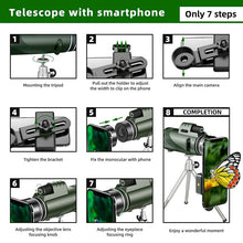 Load image into Gallery viewer, 80x100 HD ZOOM Powerful Monocular Telescope Portable Binoculars Long Range Telescope Hunting Camping With Tripod Phone Clip
