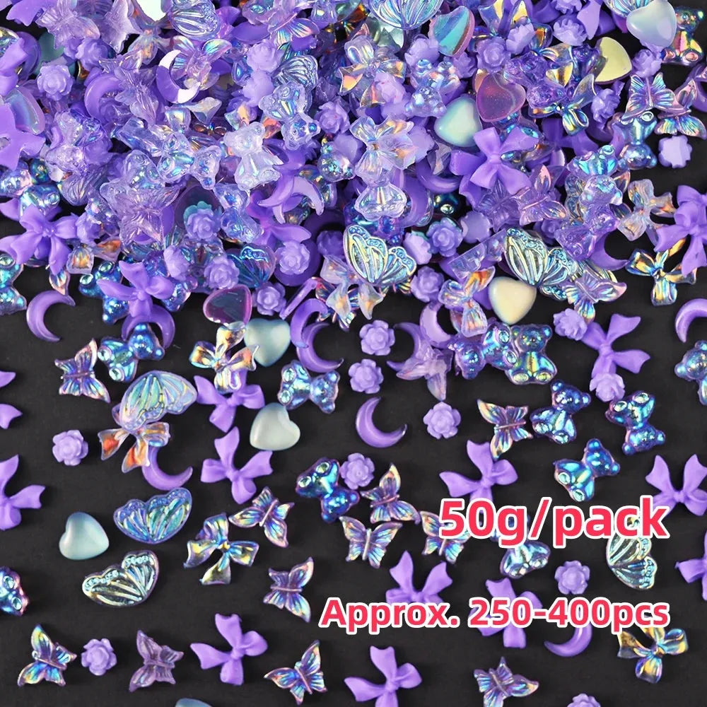 500-600pcs Bow Flower Nail Art Resin Decorations Mix Shapes Nail Charms Press on Manicure Supplies - Shop & Buy