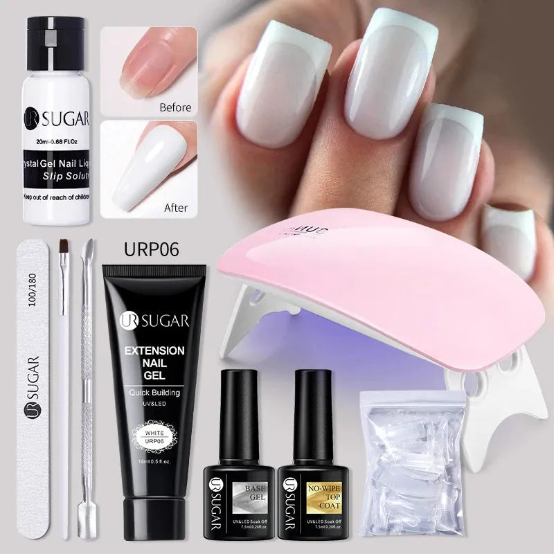 Acrylic UV Gel Extension Nail Gel Kit Nude Glitter Color Fast Building Gel Nail Polish All For Manicure Nail Art Design - Shop & Buy