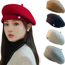 Load image into Gallery viewer, Beret Hat Women Autumn Winter Light Luxury Wool Blend Show Face Small Fashion Painter Hats
