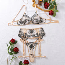 Load image into Gallery viewer, Sexy Lingеrie Set Floral Attractive Chest Suspenders Bra Set Champagne Brazilian Underwear Fancy Hot Intimate
