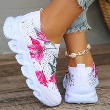 Load image into Gallery viewer, Crystal Floral Women&#39;s Knitted Sneakers Summer New Breathable Air Mesh Casual Shoes Woman Light Weight Walking Sports Flats
