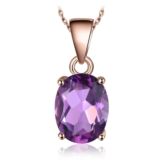 Rose Gold Yellow Gold Plated Natural Amethyst Citrine Garnet Topaz 925 Sterling Silver Pendant Necklace No Chain