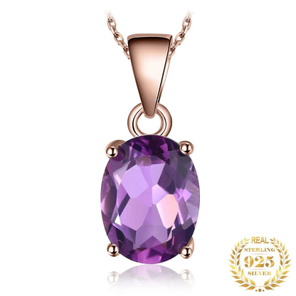 Rose Gold Yellow Gold Plated Natural Amethyst Citrine Garnet Topaz 925 Sterling Silver Pendant Necklace No Chain