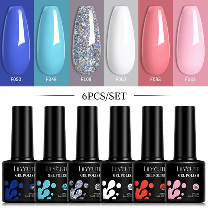 6Pcs/Set Macaron Color Gel Nail Polish Set Kit Spring 6 Colors UV LED Nail Art Gel Vernis Semi Permanent Base Top Coat - Shop & Buy