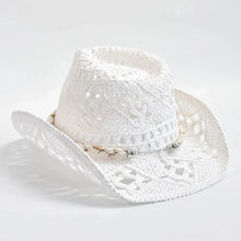 Load image into Gallery viewer, Summer Hand Woven Straw Hat for Women Shell Decoration Holiday Beach Sun Hat
