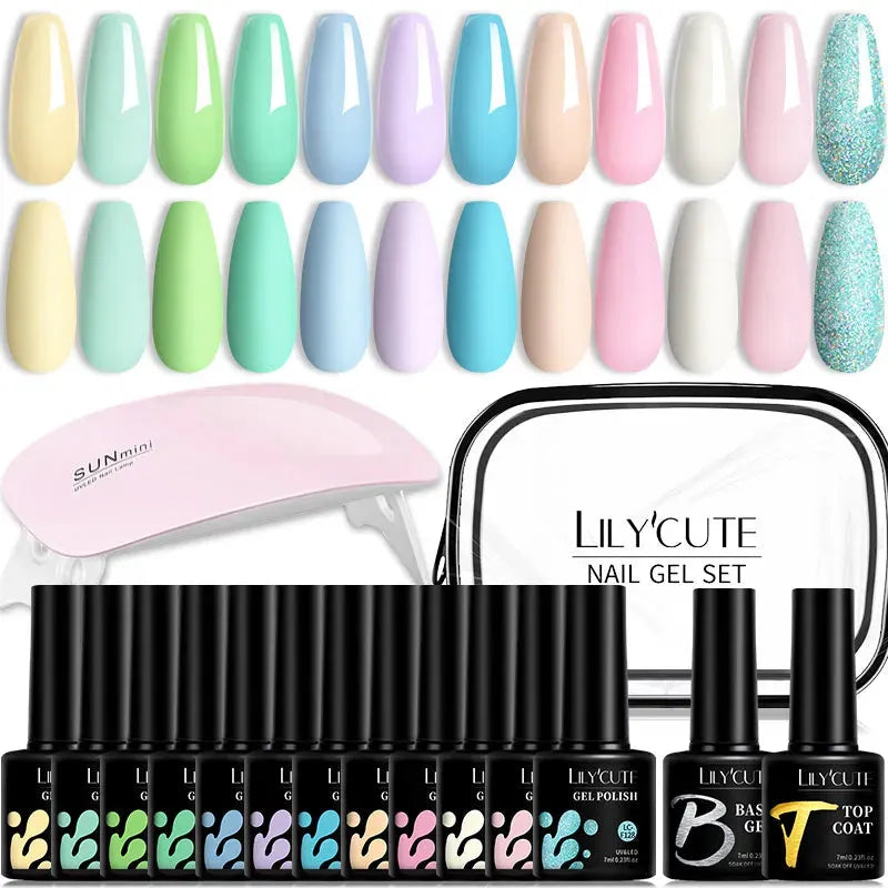 12PCs 7ml Spring Macaron Nail Gel Polish Set Semi Permanent UV Gel For Manicure Soak Off Gel Nail Polish Kit Varnishes - Shop & Buy