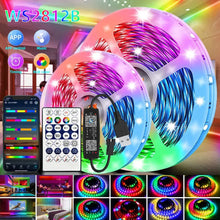 Load image into Gallery viewer, LED Strip RGB 5050 WS2812b Bluetooth App Control Chasing Effect Lights Flexible Tape Diode Ribbon TV BackLight Bedroom Decorate
