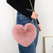 Load image into Gallery viewer, New Chain Plush Bag Crossbody Bag Fashion Love Peach Heart Shape Bag Valentine&#39;S Day Birthday Gift Handbag
