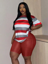 Load image into Gallery viewer, Plus Size shorts sets Striped Pocket Design Shorts Set casual women&#39;s clothing Tracksuit sets
