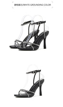 Load image into Gallery viewer, Fashion Design CRYSTAL Buckles High Heels Sandals Females Peep Toe Clip-On Strappy Ankle Strap Pole Dancing Women shoes
