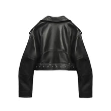 Load image into Gallery viewer, New Coal graysty le Women&#39;s washed leather jacket with belt, short coat with downgraded zipper and vintage lapel jacket
