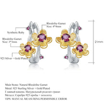 Load image into Gallery viewer, 2.10Ct Natural Rhodolite Garnet Earrings 925 Sterling Silver Handmade Plum Blossom Flower Stud Earrings for Women
