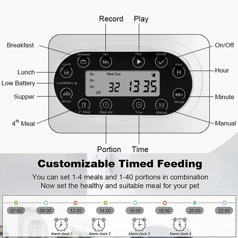 Smart APP Cat Feeder Cat Timing Feeder With Double Meal Pet Dog Food Automatic Dispenser Suitable Small Cats Dogs Remote Feeding