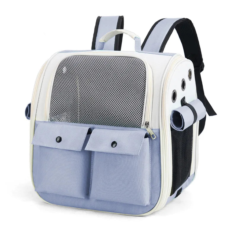 Ventilation Large Capacity Cat Carrier Backpack Adjustable Strap Pet Carrying Bag Foldable Cat Backpack for Outdoor Travel Pet