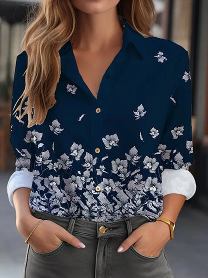 Women's Shirt & Blouses Elegant Flower Shirt 3D Print High Quality Long Sleeve Fashion - Shop & Buy