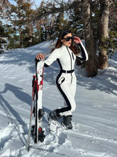 Load image into Gallery viewer, Winter Patchwork White Ski Jumpsuits Women Fashion Waterproof Windproof Skiing Overall
