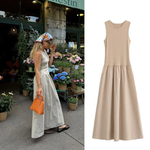 Load image into Gallery viewer, Women&#39;s Summer New French Casual Style Round Neck Sleeveless Solid Color A-line Dress
