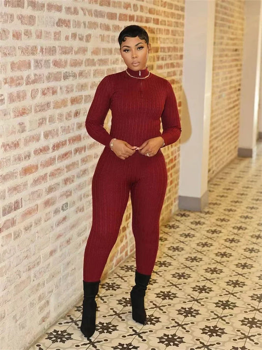 2 Piece Sets Women Autumn/Winter Solid Color Long Sleeve Casual Knitted Slimming Casual Set