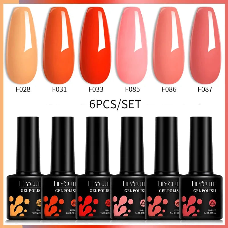 6Pcs/Set Macaron Color Gel Nail Polish Set Kit Spring 6 Colors UV LED Nail Art Gel Vernis Semi Permanent Base Top Coat - Shop & Buy