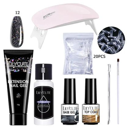 15ml Nail Extension Gel Set With 36W LED Lamp Tool Full Manicure Kit Finger Quick Extend Construction Hard Gel Varnish - Shop & Buy