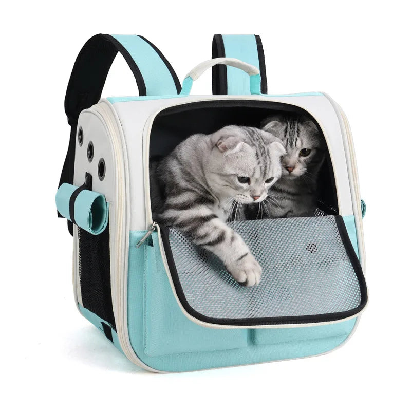 Ventilation Large Capacity Cat Carrier Backpack Adjustable Strap Pet Carrying Bag Foldable Cat Backpack for Outdoor Travel Pet