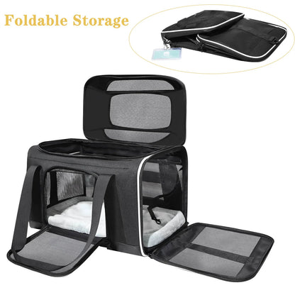 Expandable Pet Carrier Major USA Airlines Approved Soft Small Dog Cat Carrier with Safety Zipper and AntiScratch Mesh