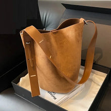 Load image into Gallery viewer, Women Bucket bag Matte Leather Female Messenger Crossbody bag Wide strap Shoulder Bag
