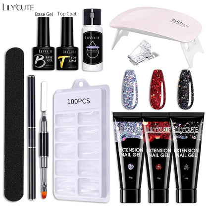 Nail Gel Set 6W LED Lamp Full Manicure Set Vernis Semi Permanent Quick Extension Nail Kit Gel Set For Nails Tool Kit - Shop & Buy