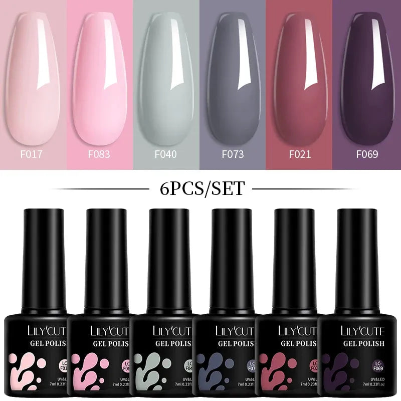 6Pcs/Set Macaron Color Gel Nail Polish Set Kit Spring 6 Colors UV LED Nail Art Gel Vernis Semi Permanent Base Top Coat - Shop & Buy