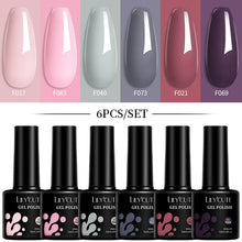 Load image into Gallery viewer, 6Pcs/Set Macaron Color Gel Nail Polish Set Kit Spring 6 Colors UV LED Nail Art Gel Vernis Semi Permanent Base Top Coat
