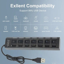 Load image into Gallery viewer, Switch Extension Hub 7-port USB2.0 Hub Computer USB Extension Hub One Drag Seven USB2.0 Splitter PC Laptop Desktop
