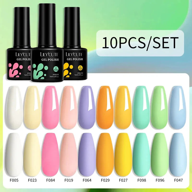 10PCS/Set Gel Nail Polish Brown Earth Coffee Color Series Gel Semi Permanent UV LED Gel Nail Art Soak Off Nail Gel Set - Shop & Buy