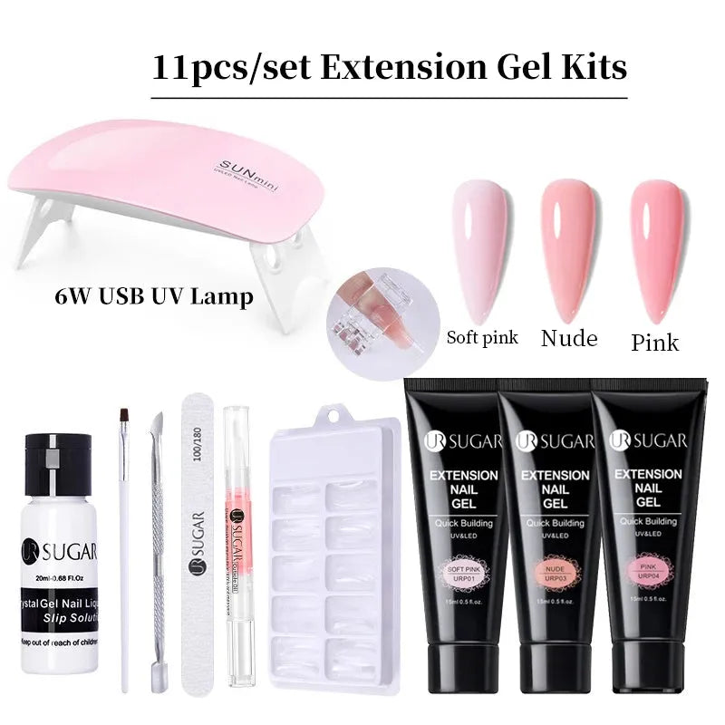 15ml Extension Gel Set Kits Semi Permanent Acrylic Hard Gel White Clear Nude Gel Nail Polish Nail Art Construction Gel - Shop & Buy