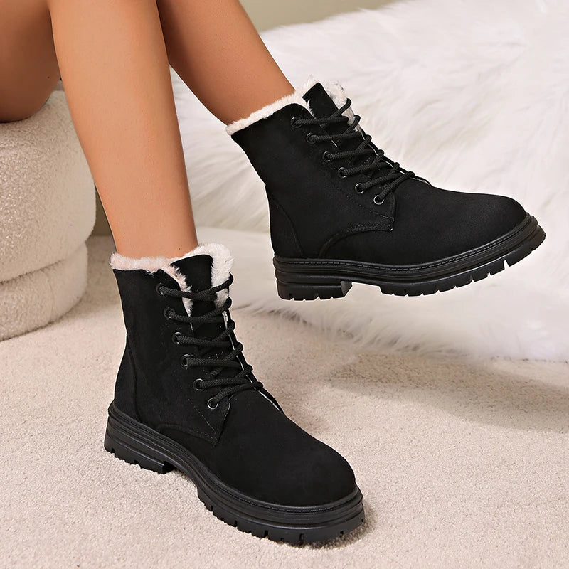 Women's Winter Plush Warm Ankle Boots Faux Suede Non Slip Snow Boots - Shop & Buy