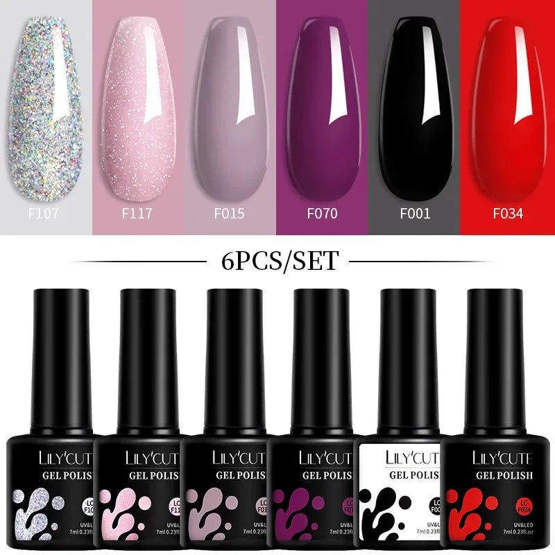 6Pcs/Set Macaron Color Gel Nail Polish Set Kit Spring 6 Colors UV LED Nail Art Gel Vernis Semi Permanent Base Top Coat - Shop & Buy