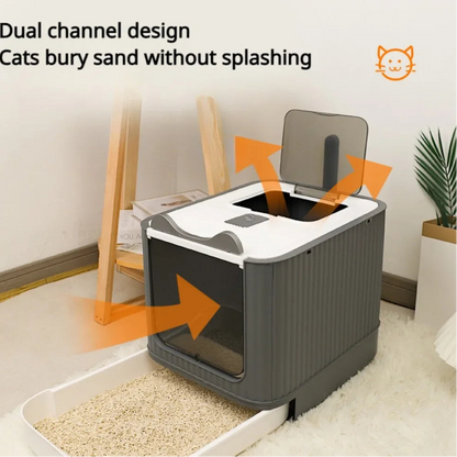 Fully Enclosed Cat Litter Box, Folding Drawer Design, Deodorizing Cat Toilet with Splash Guard, Suitable for Most Cat