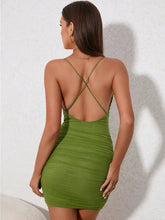 Load image into Gallery viewer, Summer Solid Mini Dress Women Sexy Backless Ruched High Stretch Sleeveless Dresses
