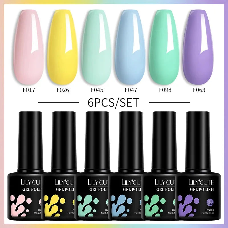 6Pcs/Set Fluorescent Neon Colors Gel Nail Polish Set Vernis Semi Permanent Soak Off UV Nail Art Gel for Home Nails DIY - Shop & Buy