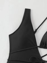 Load image into Gallery viewer, Sexy Black Swimwear Women Hollow Out One Shoulder Bra Wrap Arround Backless One Piece Swimsuit
