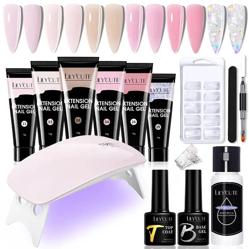 15ml Nail Extension Gel Set With 36W LED Lamp Tool Full Manicure Kit Finger Quick Extend Construction Hard Gel Varnish - Shop & Buy